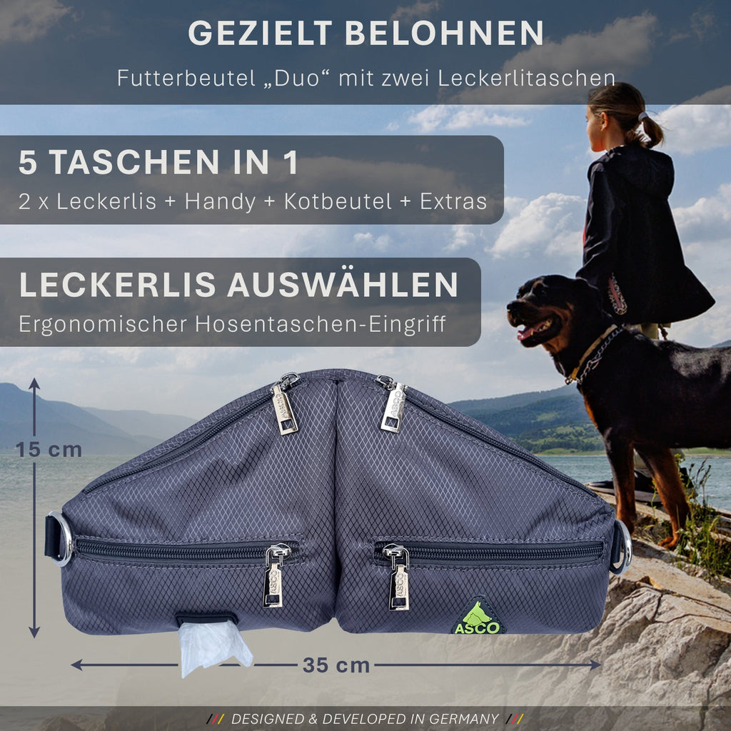Leckerlibeutel Duo für Hunde mit 2 Leckerlitaschen